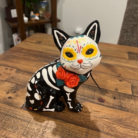 NWT Blue Sky Día De Los Muertos Cat Kitty Halloween Day of the Dead Decor - Picture 2 of 13